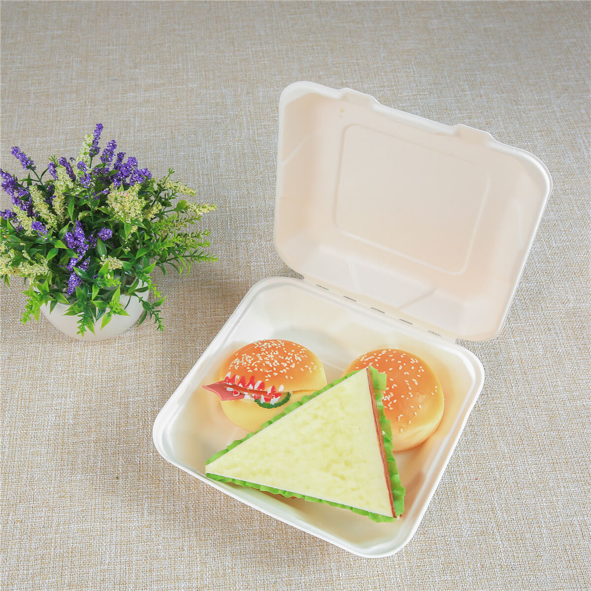 Biodegradable disposable food clamshell/3 5 compartments food box/tray